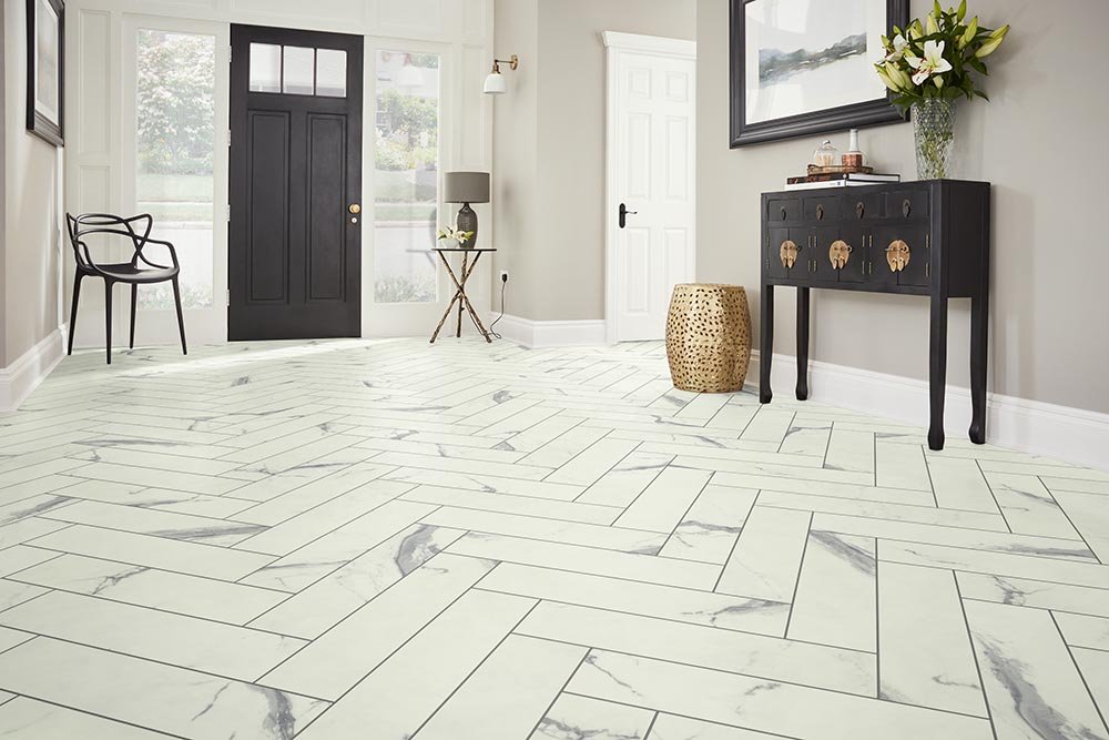 Entry Foyer Luxury Vinyl Tile Herringbone LVT -  Floorco of Rochester in Rochester, MN